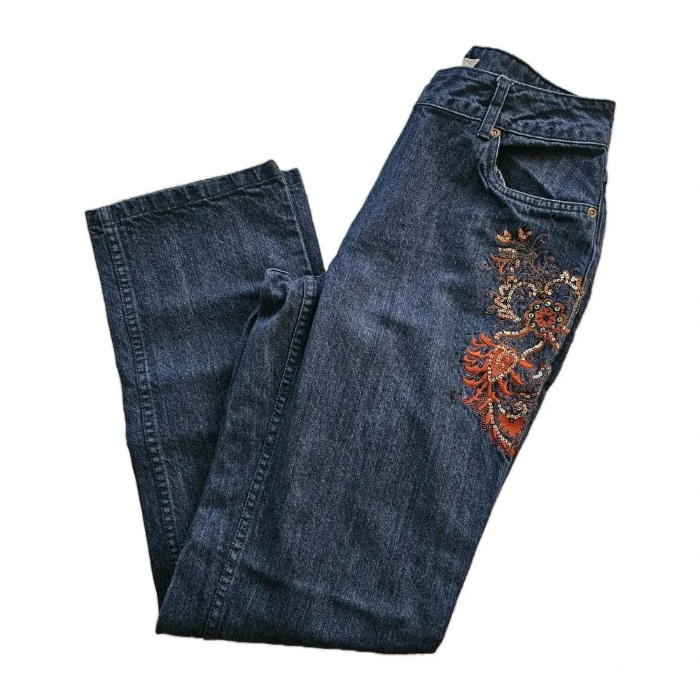 Christopher & Banks Women's Blue Embroidered Boot Cut Denim Jeans Size 6 28x31 - Picture 10 of 16